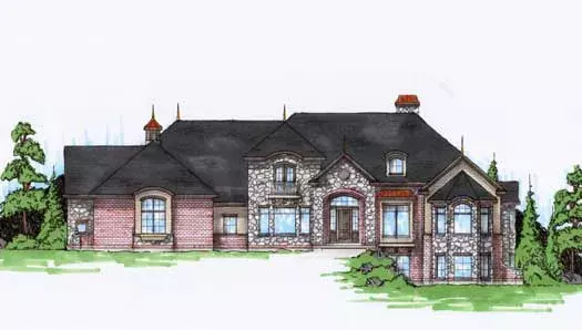 European house plans 53-301 - front exterior, 3,994 sq ft, 3 bed, 2 bath house plans | Monster House Plans
