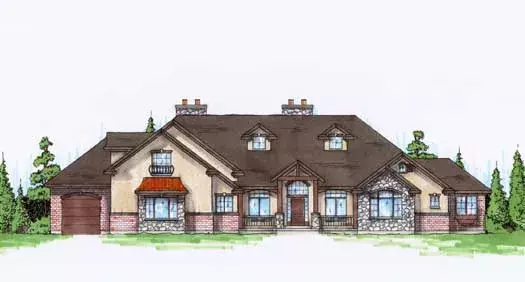 Traditional house plans 53-302 - front exterior, 4,038 sq ft, 2 bed, 2 bath house plans | Monster House Plans
