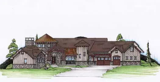 Country house plans 53-303 - front exterior, 4,109 sq ft, 2 bed, 2 bath house plans | Monster House Plans