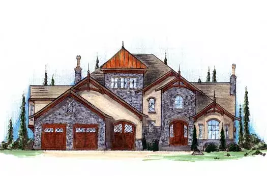 European house plans 53-304 - front exterior, 4,123 sq ft, 2 bed, 2 bath house plans | Monster House Plans