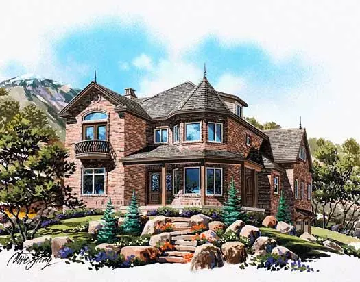 European house plans 53-306 - front exterior, 4,178 sq ft, 4 bed, 3 bath house plans | Monster House Plans