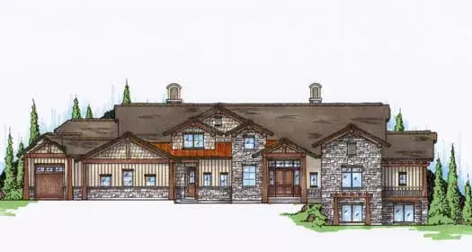 Mountain Rustic house plans 53-308 - front exterior, 4,222 sq ft, 3 bed, 3 bath house plans | Monster House Plans