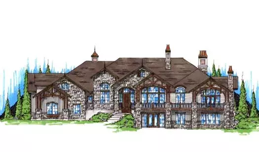 Mountain Rustic house plans 53-315 - front exterior, 4,353 sq ft, 2 bed, 2 bath house plans | Monster House Plans