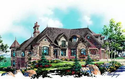 French Country house plans 53-316 - front exterior, 4,082 sq ft, 4 bed, 3 bath house plans | Monster House Plans