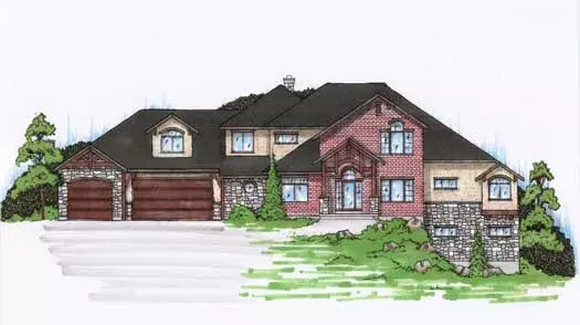 Traditional house plans 53-323 - front exterior, 4,603 sq ft, 5 bed, 4 bath house plans | Monster House Plans