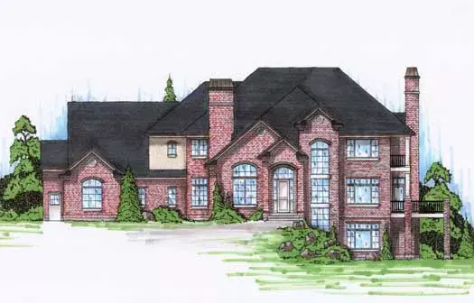 Traditional house plans 53-325 - front exterior, 4,775 sq ft, 5 bed, 3 bath house plans | Monster House Plans