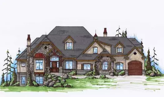 English Country house plans 53-326 - front exterior, 4,793 sq ft, 5 bed, 3 bath house plans | Monster House Plans