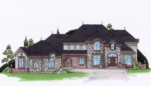 European house plans 53-329 - front exterior, 5,627 sq ft, 4 bed, 3 bath house plans | Monster House Plans