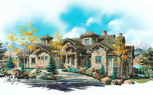 Mountain Rustic house plans 53-330 - front exterior, 5,022 sq ft, 3 bed, 2 bath house plans | Monster House Plans