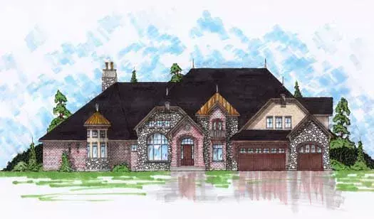 European house plans 53-331 - front exterior, 5,064 sq ft, 4 bed, 4 bath house plans | Monster House Plans