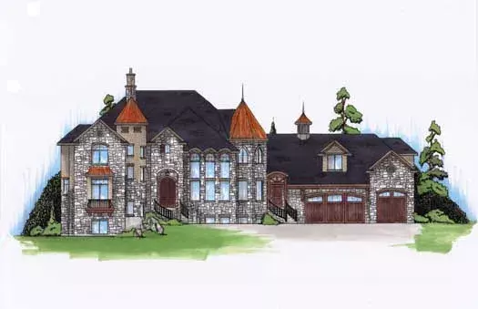 European house plans 53-334 - front exterior, 5,561 sq ft, 6 bed, 5 bath house plans | Monster House Plans