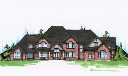 European house plans 53-340 - front exterior, 6,785 sq ft, 7 bed, 3 bath house plans | Monster House Plans