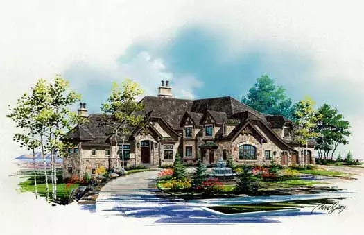 European house plans 53-341 - front exterior, 7,102 sq ft, 4 bed, 4 bath house plans | Monster House Plans