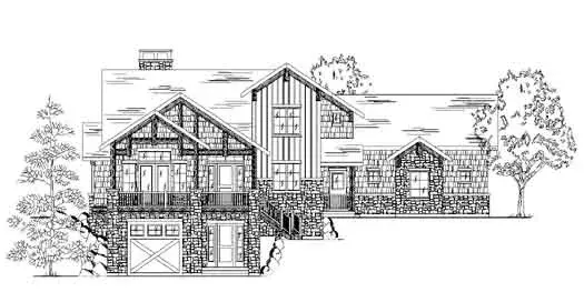 Mountain Rustic house plans 53-378 - front exterior, 3,065 sq ft, 3 bed, 3 bath house plans | Monster House Plans