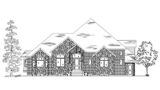 Traditional house plans 53-379 - front exterior, 3,080 sq ft, 1 bed, 1 bath house plans | Monster House Plans