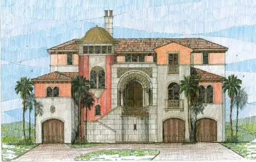 Mediterranean house plans 54-101 - front exterior, 5,996 sq ft, 4 bed, 4 bath house plans | Monster House Plans