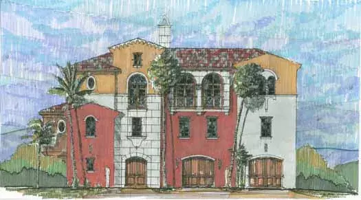 Mediterranean house plans 54-105 - front exterior, 4,065 sq ft, 3 bed, 4 bath house plans | Monster House Plans