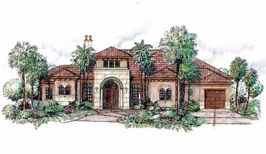 Mediterranean house plans 54-106 - front exterior, 3,606 sq ft, 3 bed, 3 bath house plans | Monster House Plans