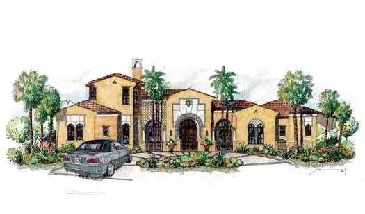 Mediterranean house plans 54-107 - front exterior, 4,761 sq ft, 4 bed, 4 bath house plans | Monster House Plans