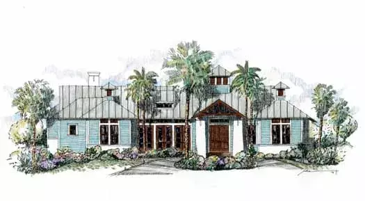 Coastal house plans 54-111 - front exterior, 3,016 sq ft, 4 bed, 3 bath house plans | Monster House Plans