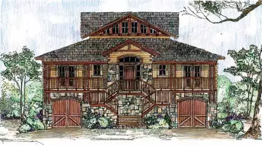 Coastal house plans 54-117 - front exterior, 3,086 sq ft, 5 bed, 4 bath house plans | Monster House Plans