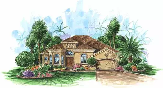 Florida house plans 55-105 - front exterior, 2,581 sq ft, 4 bed, 3 bath house plans | Monster House Plans