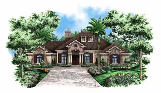 French Country house plans 55-109 - front exterior, 3,242 sq ft, 3 bed, 3 bath house plans | Monster House Plans