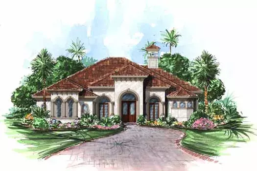 Mediterranean house plans 55-110 - front exterior, 3,274 sq ft, 4 bed, 4 bath house plans | Monster House Plans