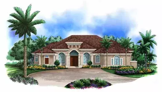 Mediterranean house plans 55-113 - front exterior, 3,985 sq ft, 4 bed, 5 bath house plans | Monster House Plans