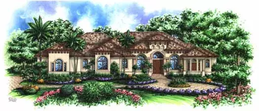 Mediterranean house plans 55-114 - front exterior, 4,354 sq ft, 4 bed, 4 bath house plans | Monster House Plans