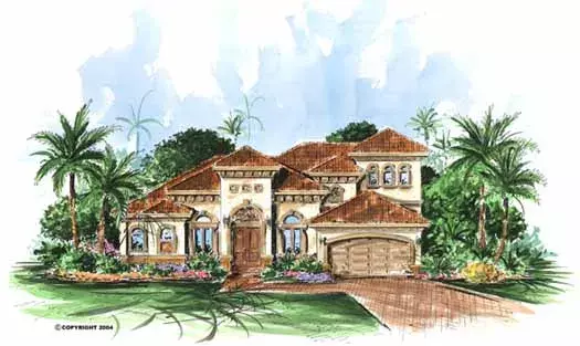 Mediterranean house plans 55-117 - front exterior, 2,851 sq ft, 3 bed, 3 bath house plans | Monster House Plans