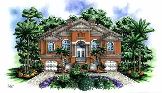 Italian house plans 55-118 - front exterior, 3,351 sq ft, 3 bed, 3 bath house plans | Monster House Plans