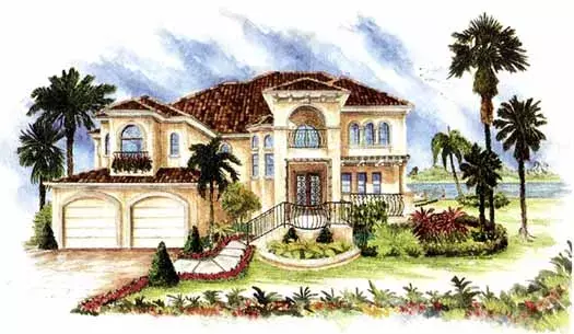 Mediterranean house plans 55-121 - front exterior, 3,580 sq ft, 4 bed, 4 bath house plans | Monster House Plans