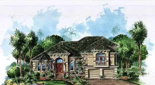 Mediterranean house plans 55-122 - front exterior, 3,609 sq ft, 4 bed, 2 bath house plans | Monster House Plans
