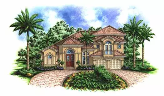 Mediterranean house plans 55-124 - front exterior, 3,676 sq ft, 5 bed, 4 bath house plans | Monster House Plans