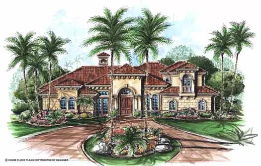 Mediterranean house plans 55-128 - front exterior, 3,908 sq ft, 4 bed, 4 bath house plans | Monster House Plans