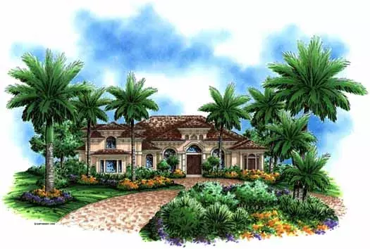 Mediterranean house plans 55-130 - front exterior, 4,000 sq ft, 3 bed, 3 bath house plans | Monster House Plans