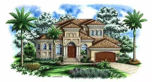 Italian house plans 55-132 - front exterior, 4,105 sq ft, 4 bed, 4 bath house plans | Monster House Plans