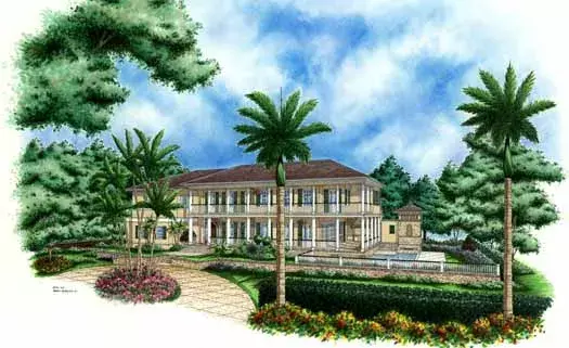 Plantation house plans 55-133 - front exterior, 4,110 sq ft, 4 bed, 4 bath house plans | Monster House Plans