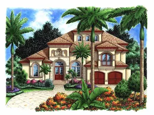 Mediterranean house plans 55-134 - front exterior, 4,198 sq ft, 4 bed, 4 bath house plans | Monster House Plans