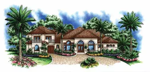 Mediterranean house plans 55-135 - front exterior, 4,302 sq ft, 5 bed, 4 bath house plans | Monster House Plans