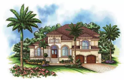 Mediterranean house plans 55-136 - front exterior, 4,302 sq ft, 5 bed, 4 bath house plans | Monster House Plans