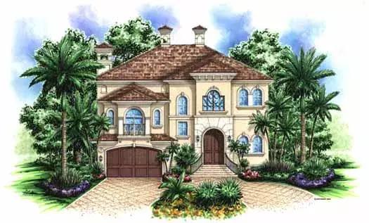 Mediterranean house plans 55-138 - front exterior, 4,370 sq ft, 5 bed, 3 bath house plans | Monster House Plans