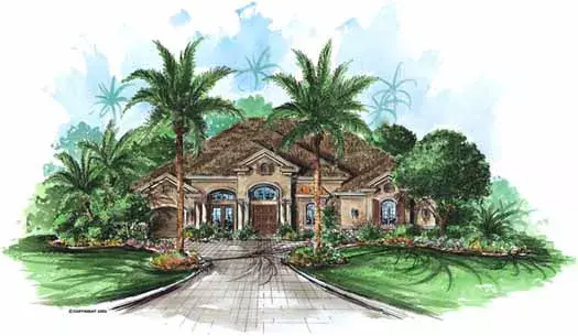 Mediterranean house plans 55-139 - front exterior, 4,378 sq ft, 3 bed, 4 bath house plans | Monster House Plans