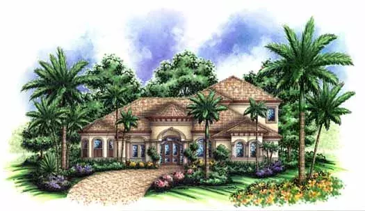 Mediterranean house plans 55-140 - front exterior, 4,381 sq ft, 5 bed, 4 bath house plans | Monster House Plans