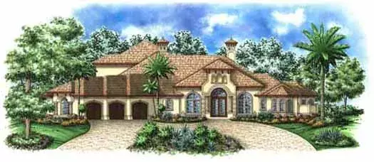 Mediterranean house plans 55-141 - front exterior, 4,403 sq ft, 5 bed, 5 bath house plans | Monster House Plans