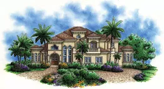 Mediterranean house plans 55-142 - front exterior, 4,428 sq ft, 5 bed, 5 bath house plans | Monster House Plans