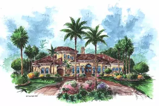 Mediterranean house plans 55-143 - front exterior, 4,483 sq ft, 4 bed, 4 bath house plans | Monster House Plans