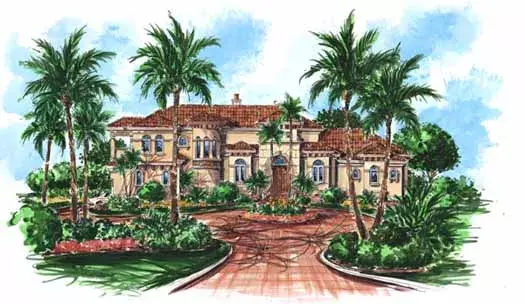 Mediterranean house plans 55-145 - front exterior, 4,669 sq ft, 4 bed, 5 bath house plans | Monster House Plans