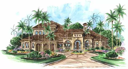 Mediterranean house plans 55-146 - front exterior, 4,682 sq ft, 4 bed, 4 bath house plans | Monster House Plans